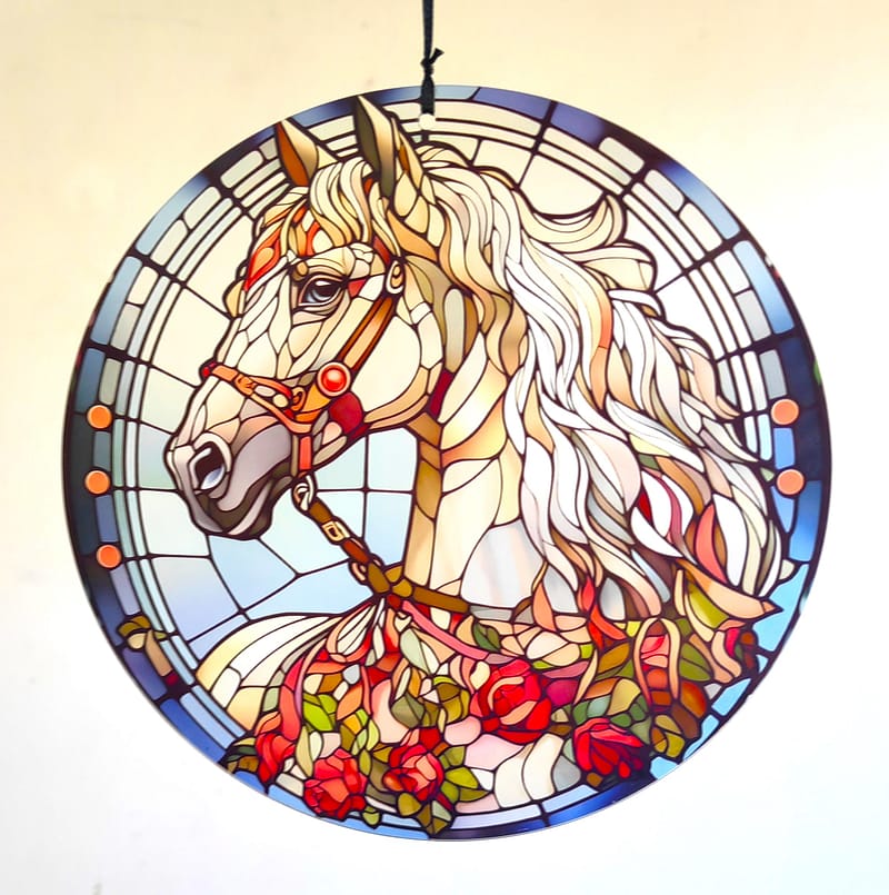Horse and Roses Suncatcher 20cm