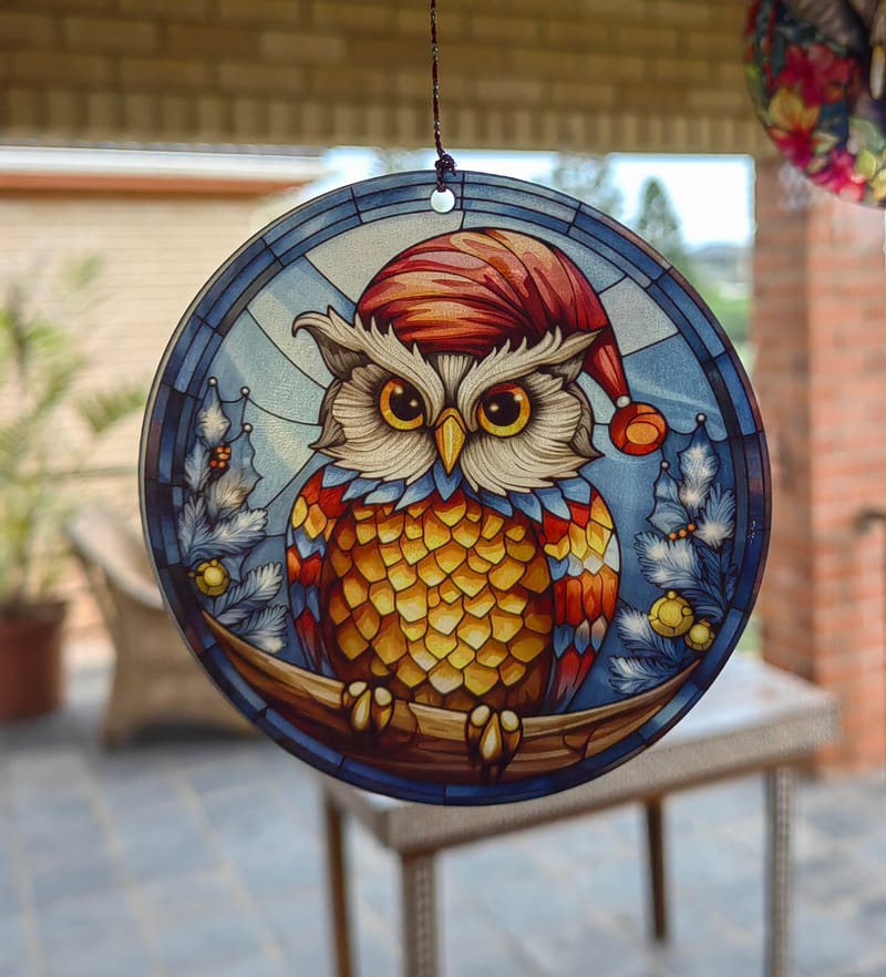 Christmas Owl Suncatcher 10cm
